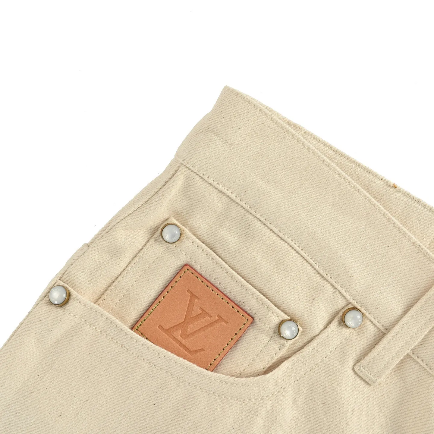 Louis Vuitton/Louis Vuitton 25ss pocket leather label denim shorts